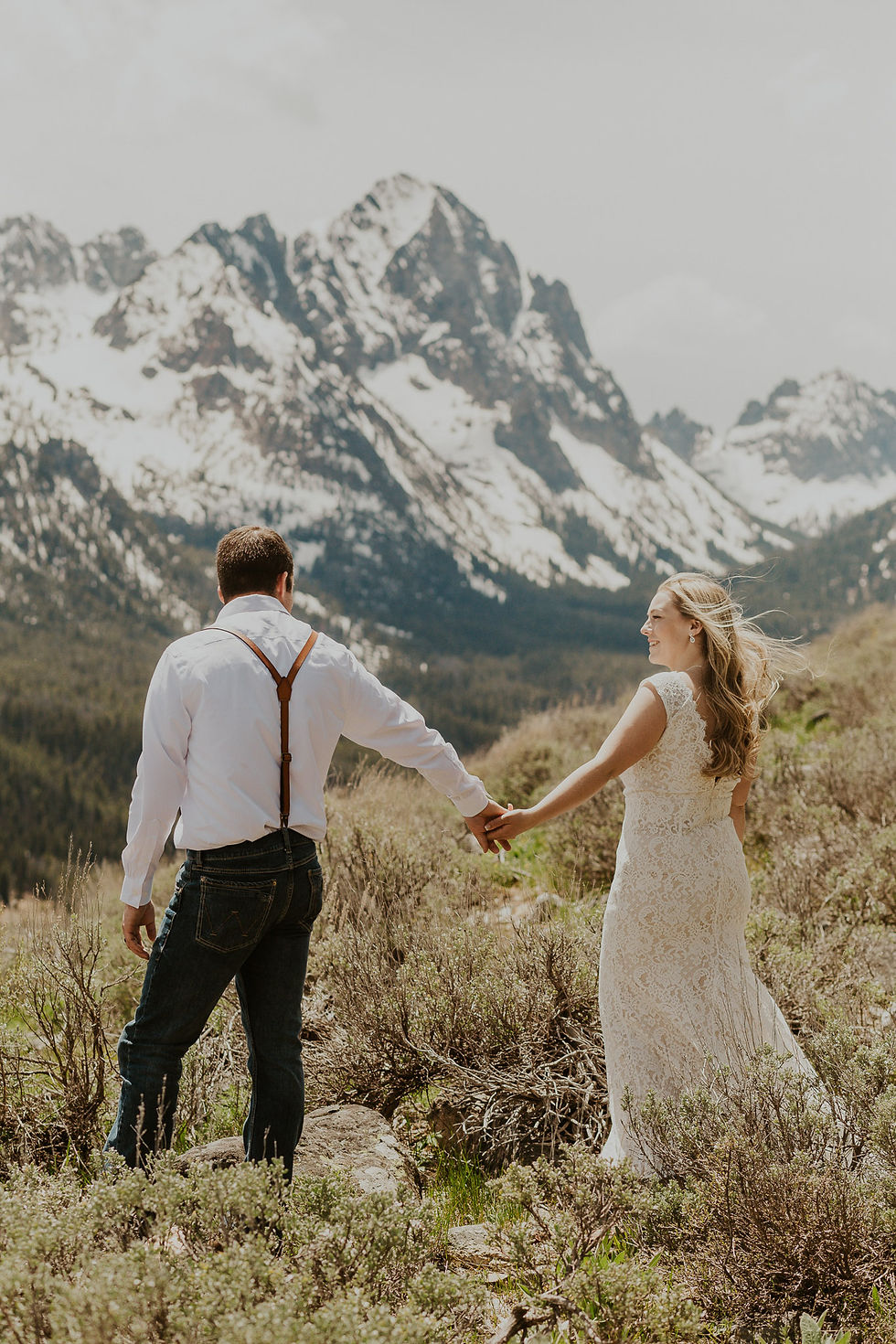 hiking adventure elopement in the sawtooth mountains in stanley idaho, lowman idaho elopement, stanley lake bridals. karlie larson photography, Idaho and PNW adventure elopement photographer