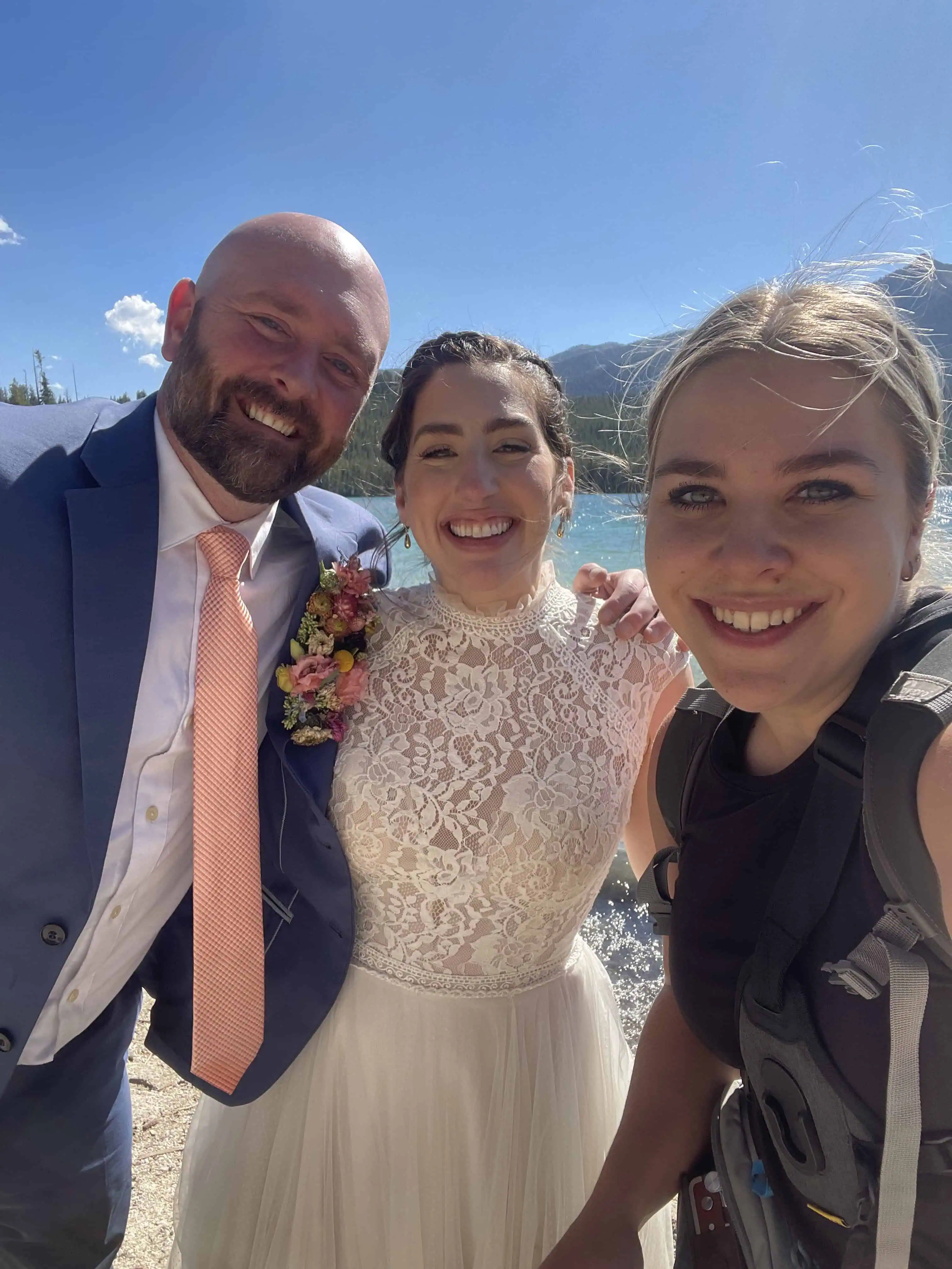 idaho elopement photographer taking a selfie with her couples