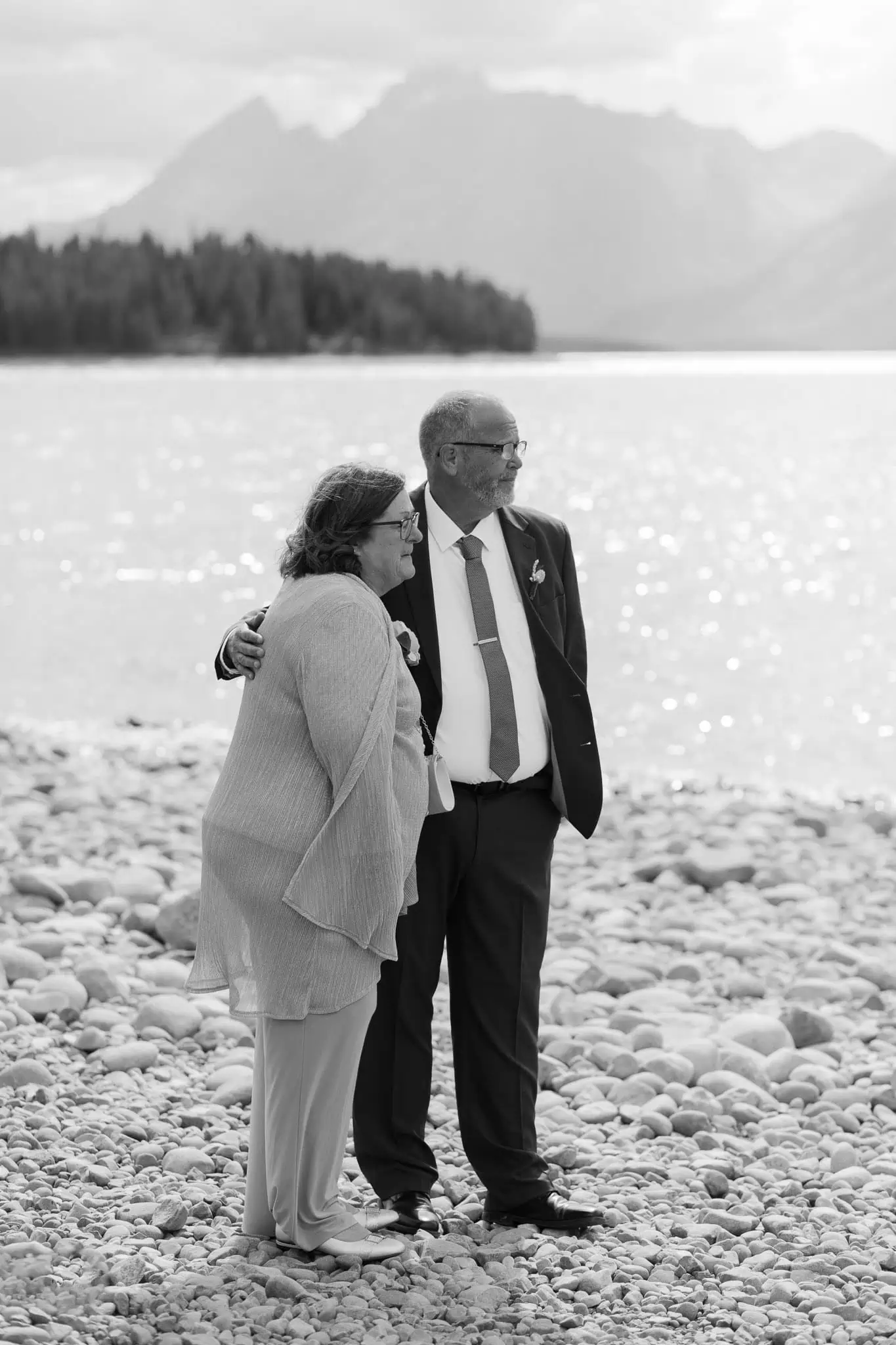 colter bay swim beach elopement ceremony