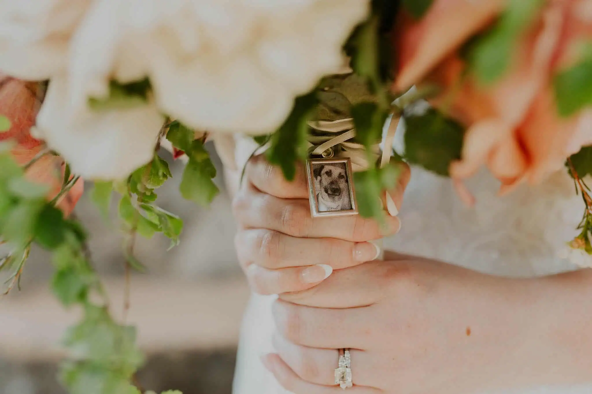 bridal bouquet with dog photo