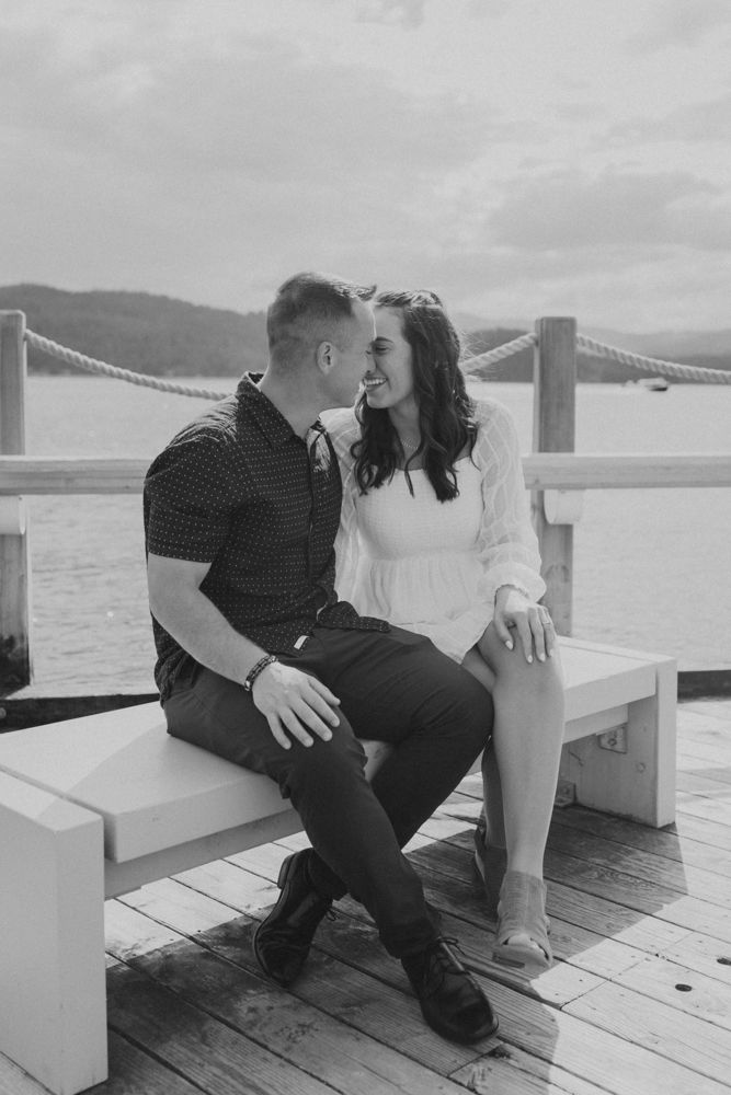 surprise proposal on the coeur d'alene resort boardwalk in north idaho, karlie larson photography