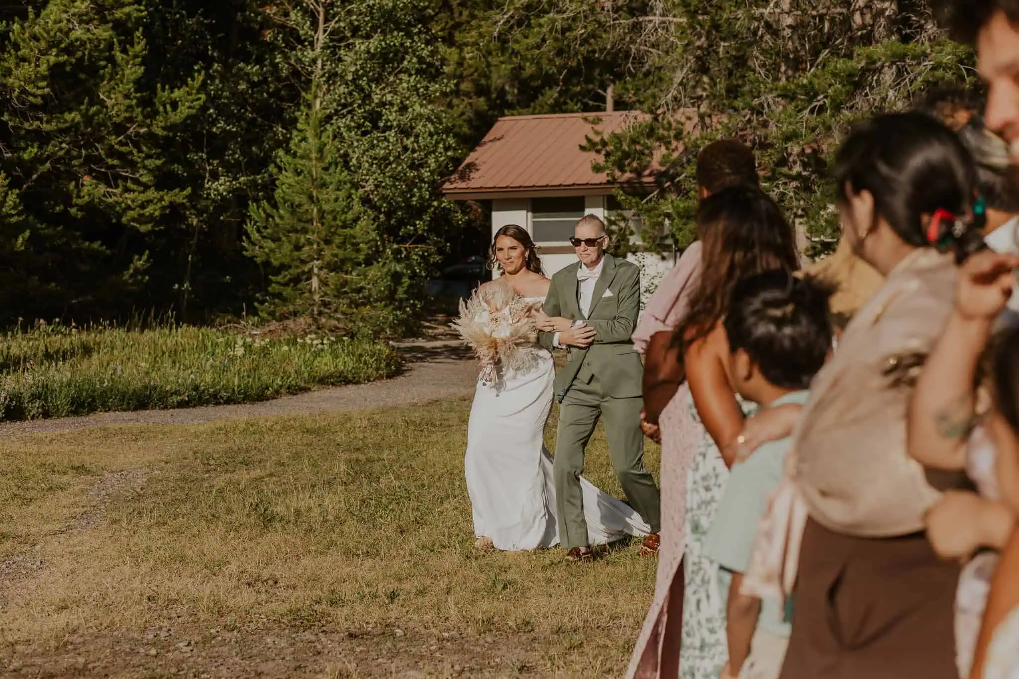 a bride walking down the aisle for ceremony