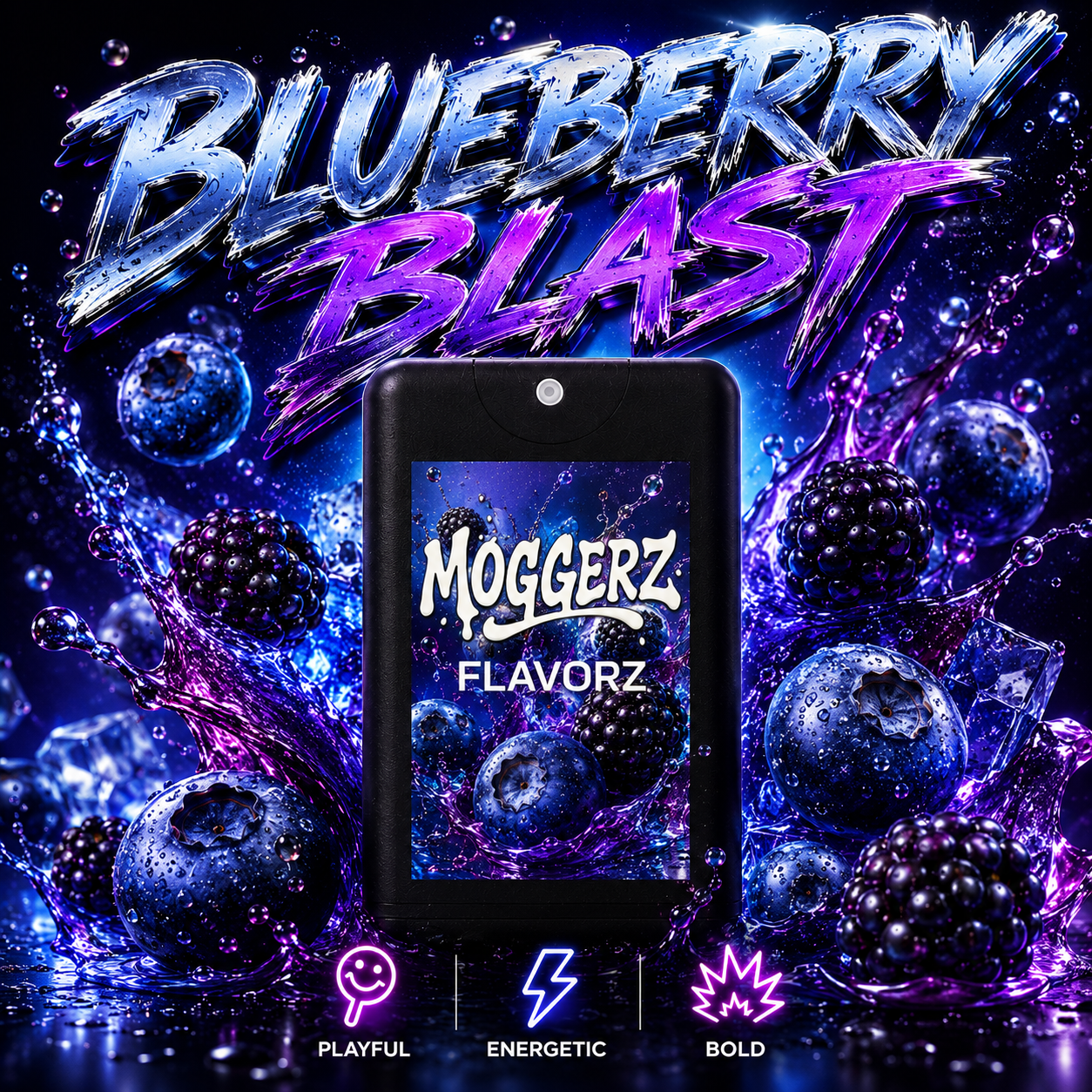 MOGGERZ Flavor Spray for Jaw Trainer – BLUEBERRY BLAST (Blueberry Blackberry)