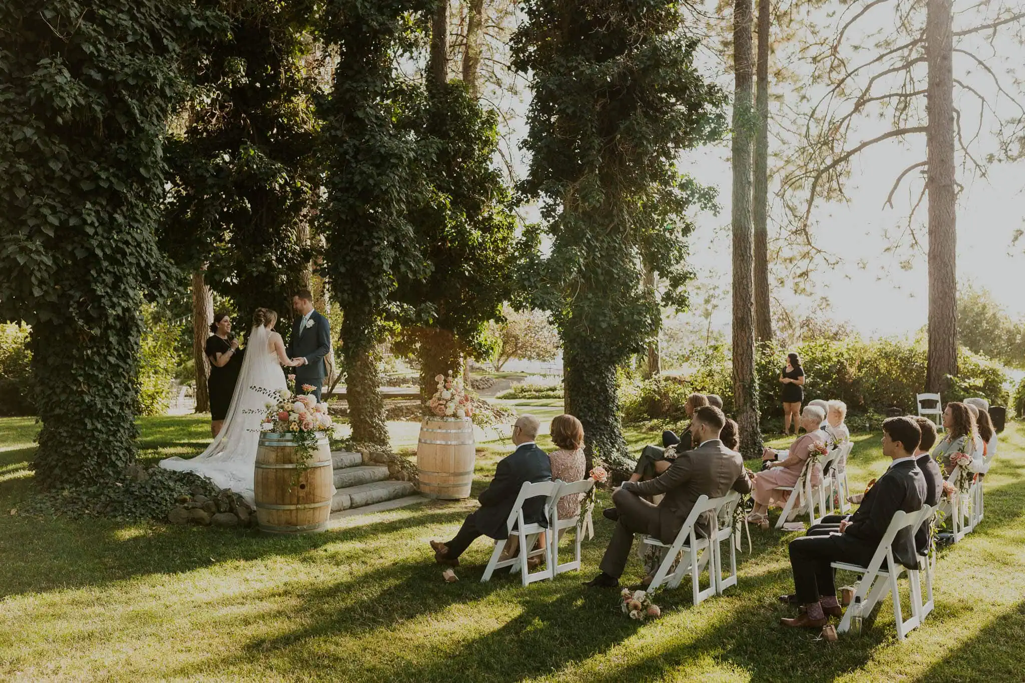 ceremony at enchanted forest at arbor crest winery