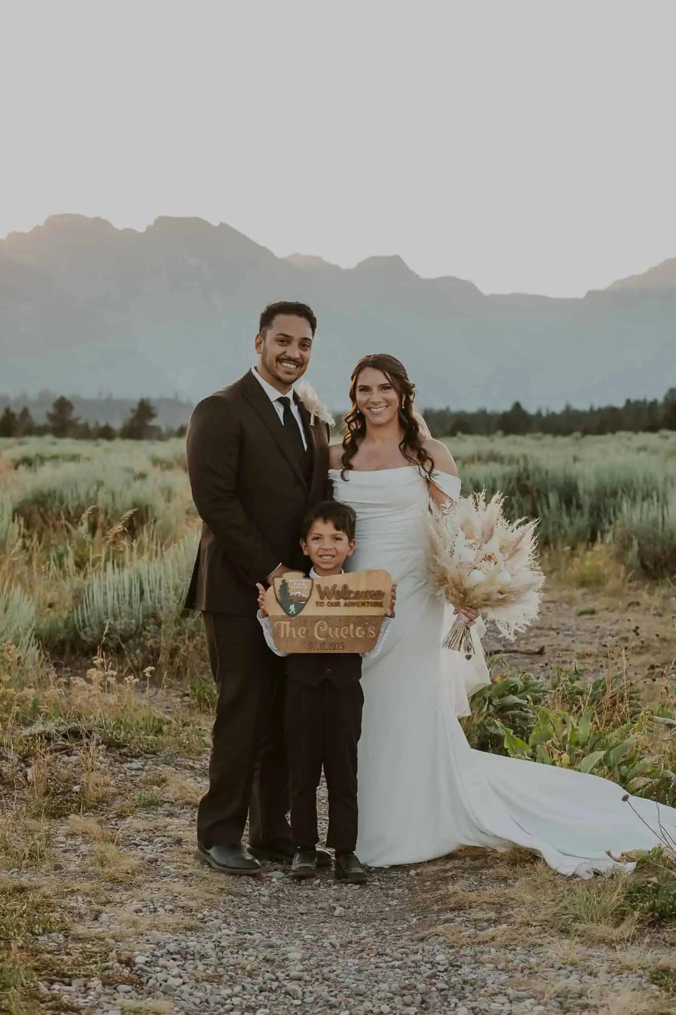 a custom wooden national park sign for a wedding