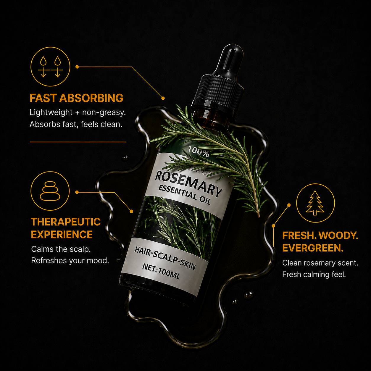 Rosemary Hair Growth Oil for Men – Pure Scalp Stimulating Treatment