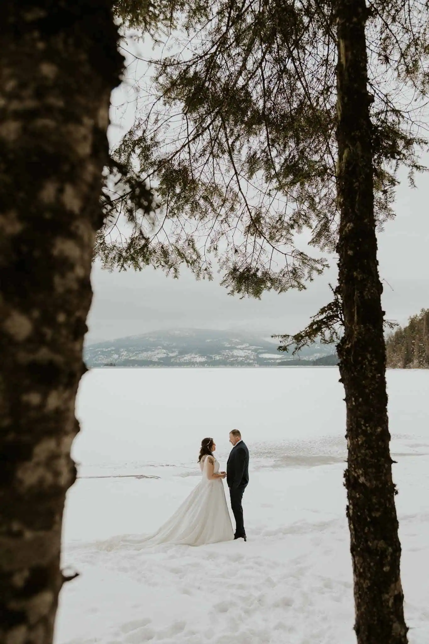 first look on a lake in the snow