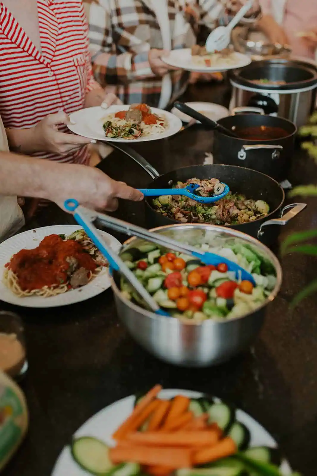 serving spaghetti dinner