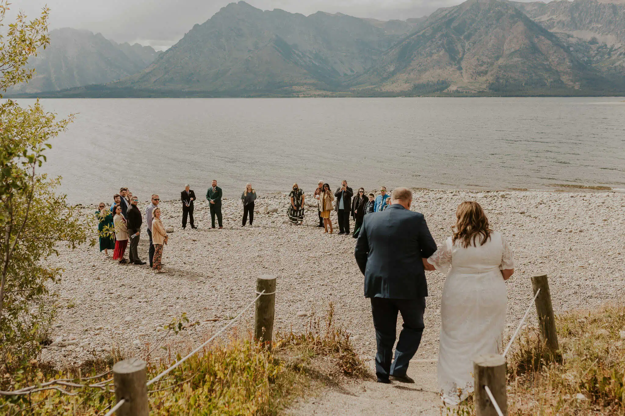 wedding ceremony at colter bay swim beach