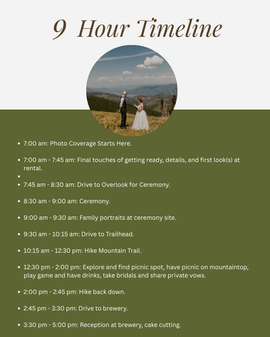 9 hour elopement timeline graphic