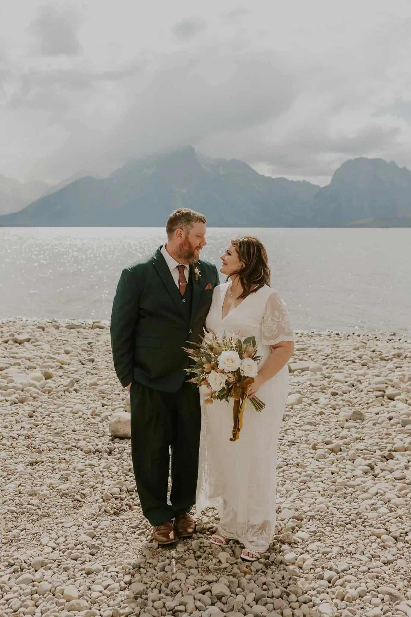 colter bay swim beach elopement ceremony