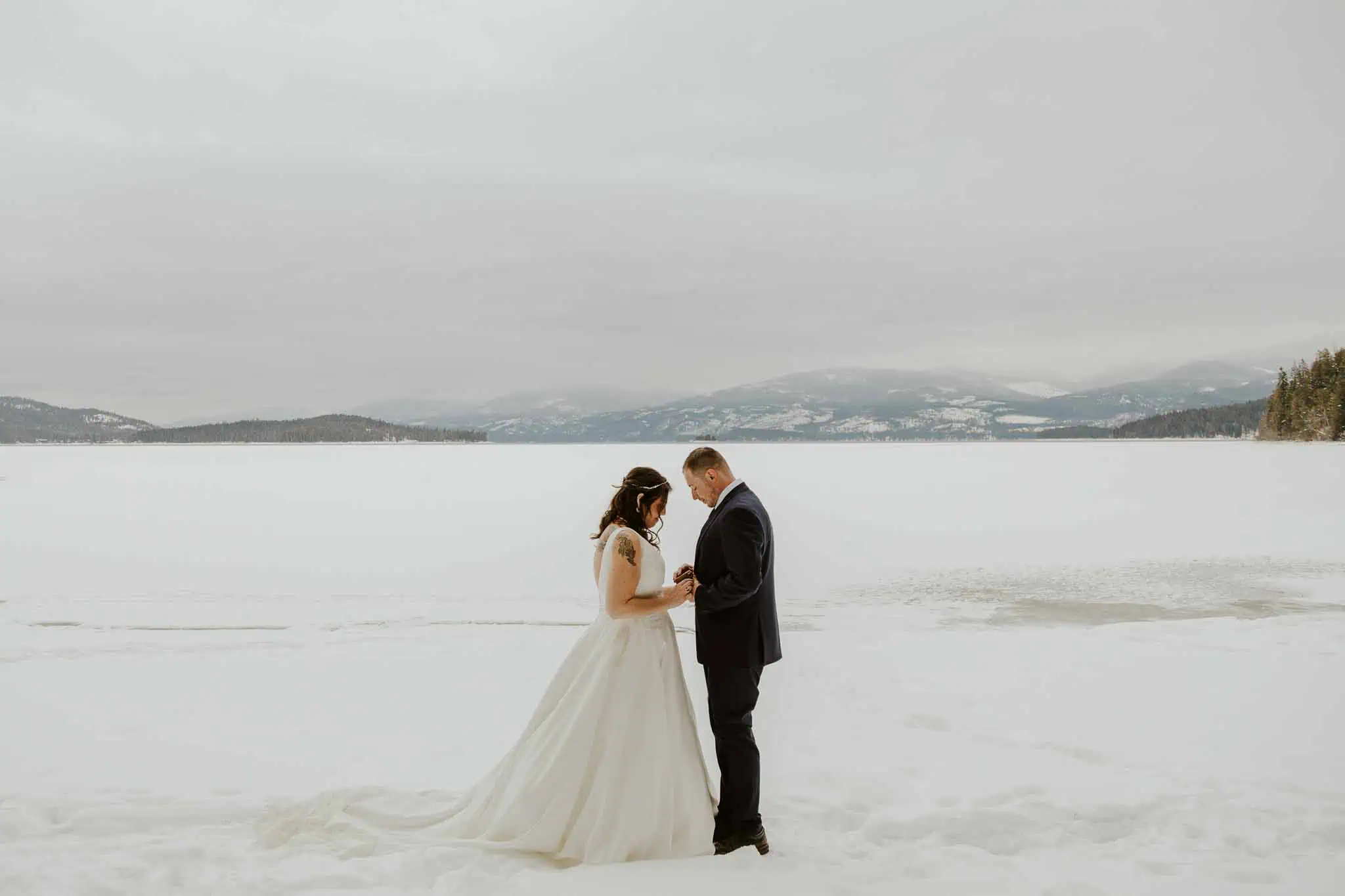 first look on a snowy beach