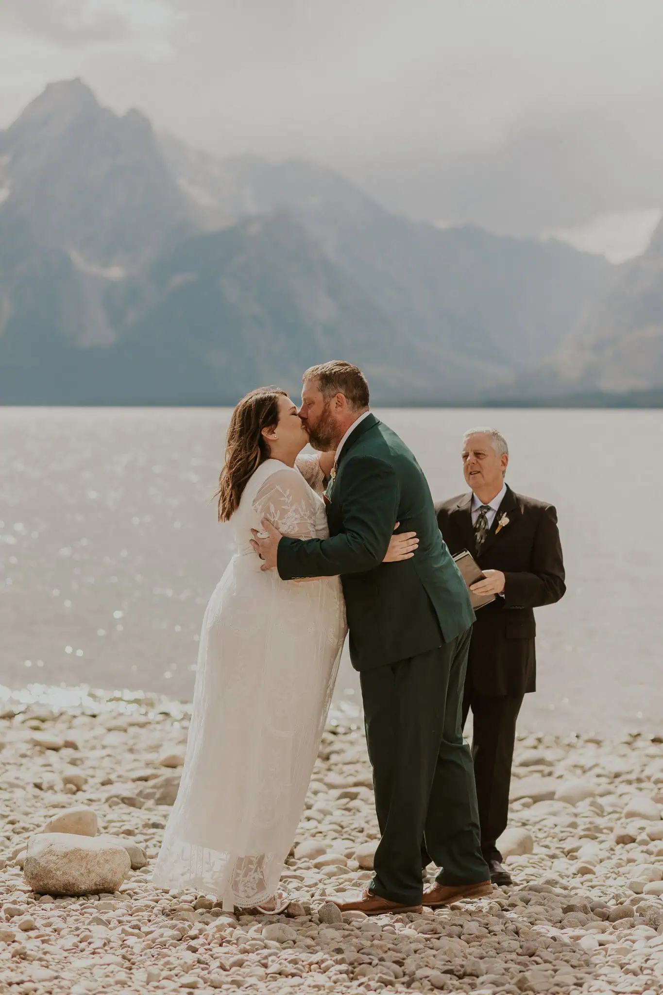 colter bay swim beach elopement ceremony