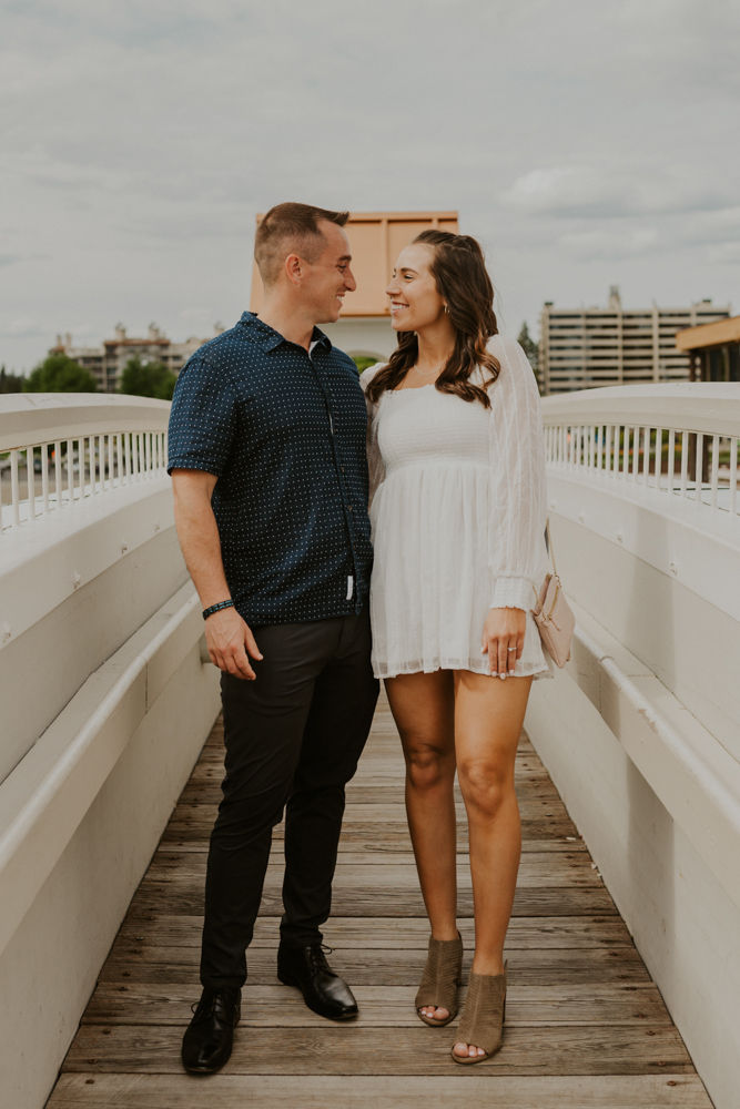 surprise proposal on the coeur d'alene resort boardwalk in north idaho, karlie larson photography