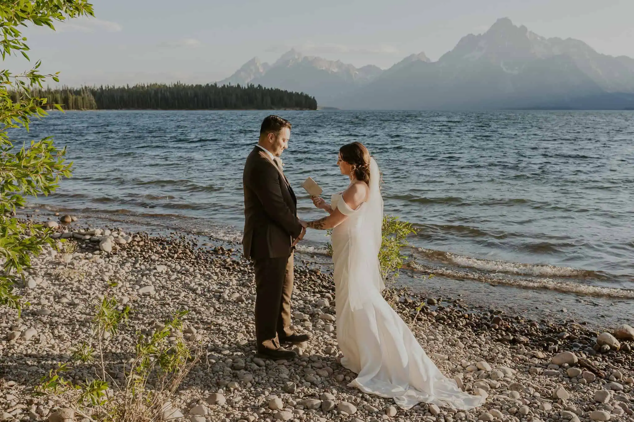 private vows on the shore of jackson lake in wyoming
