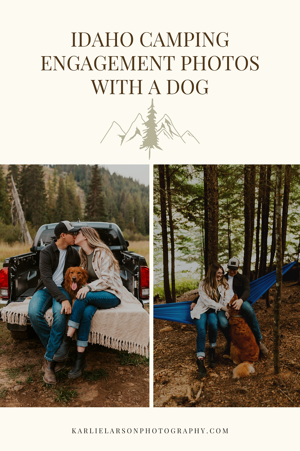 idaho camping engagement photos with a dog pinterest pin