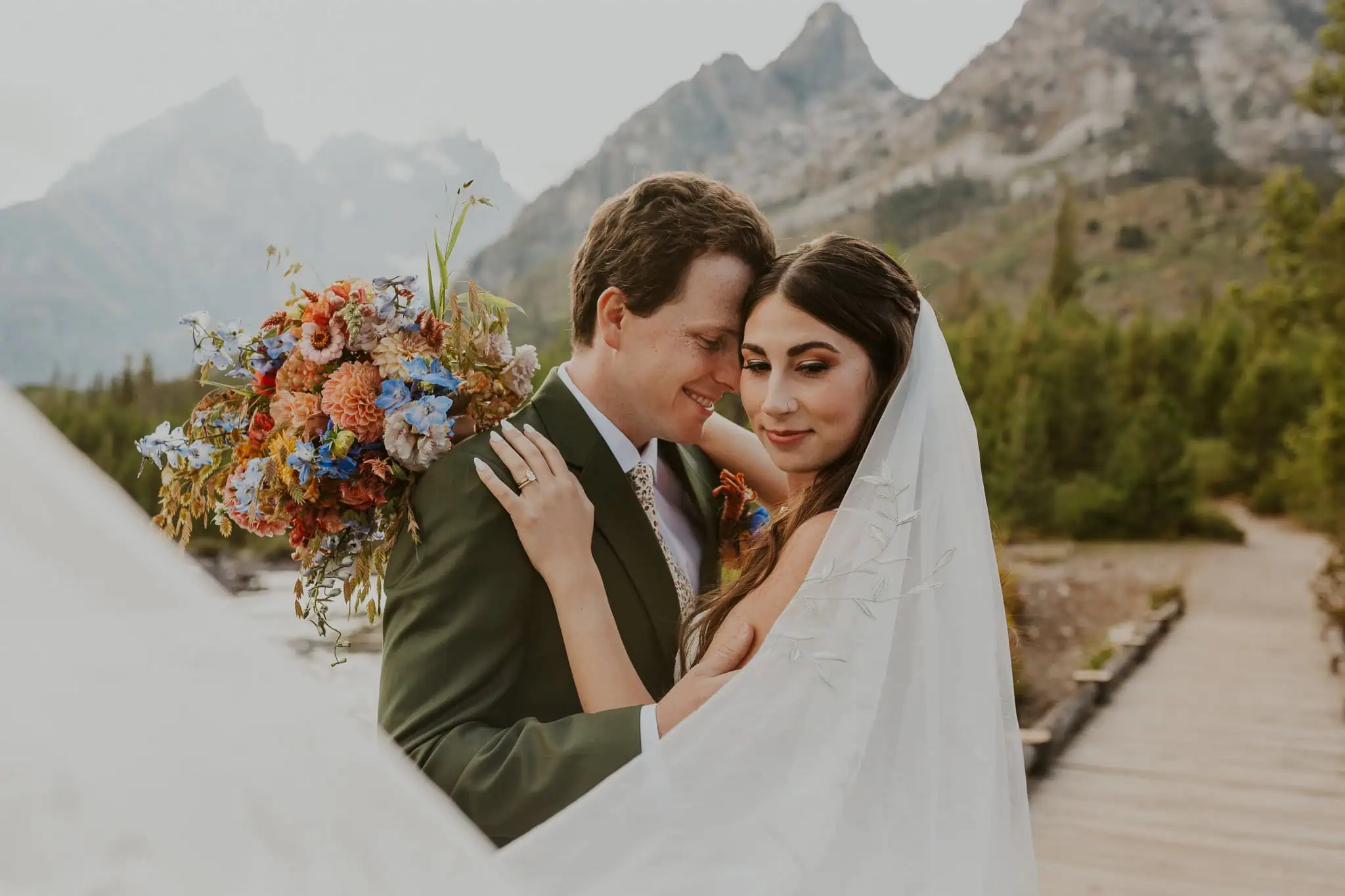 sunset bridals at string lake wyoming