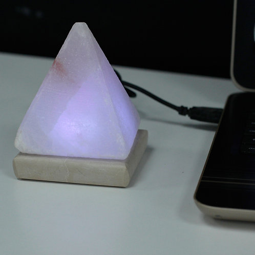 Quality USB Pyramid WHITE Salt Lamp - 9 cm