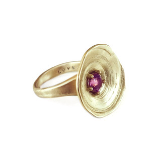 Pink tourmaline 10k yellow gold love ring by Susan Meier