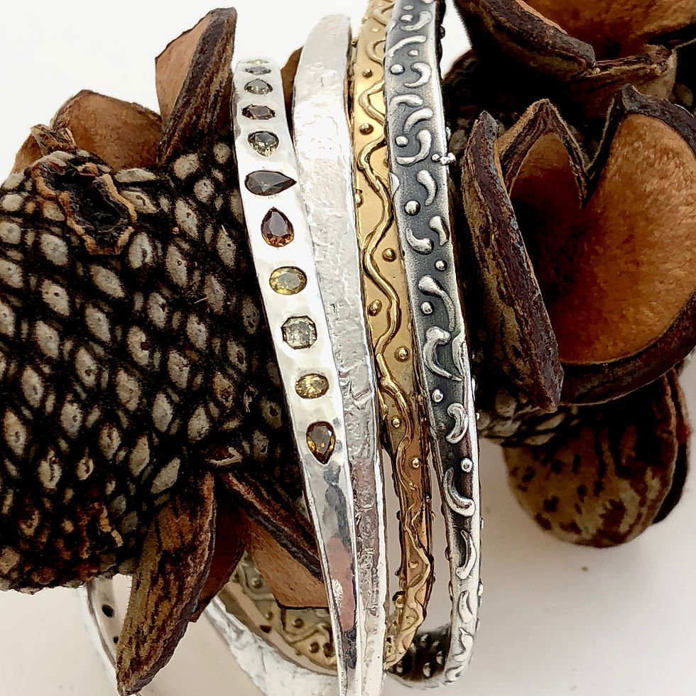 Thumbnail: Landscape Silver or Brass Bangle Bracelet