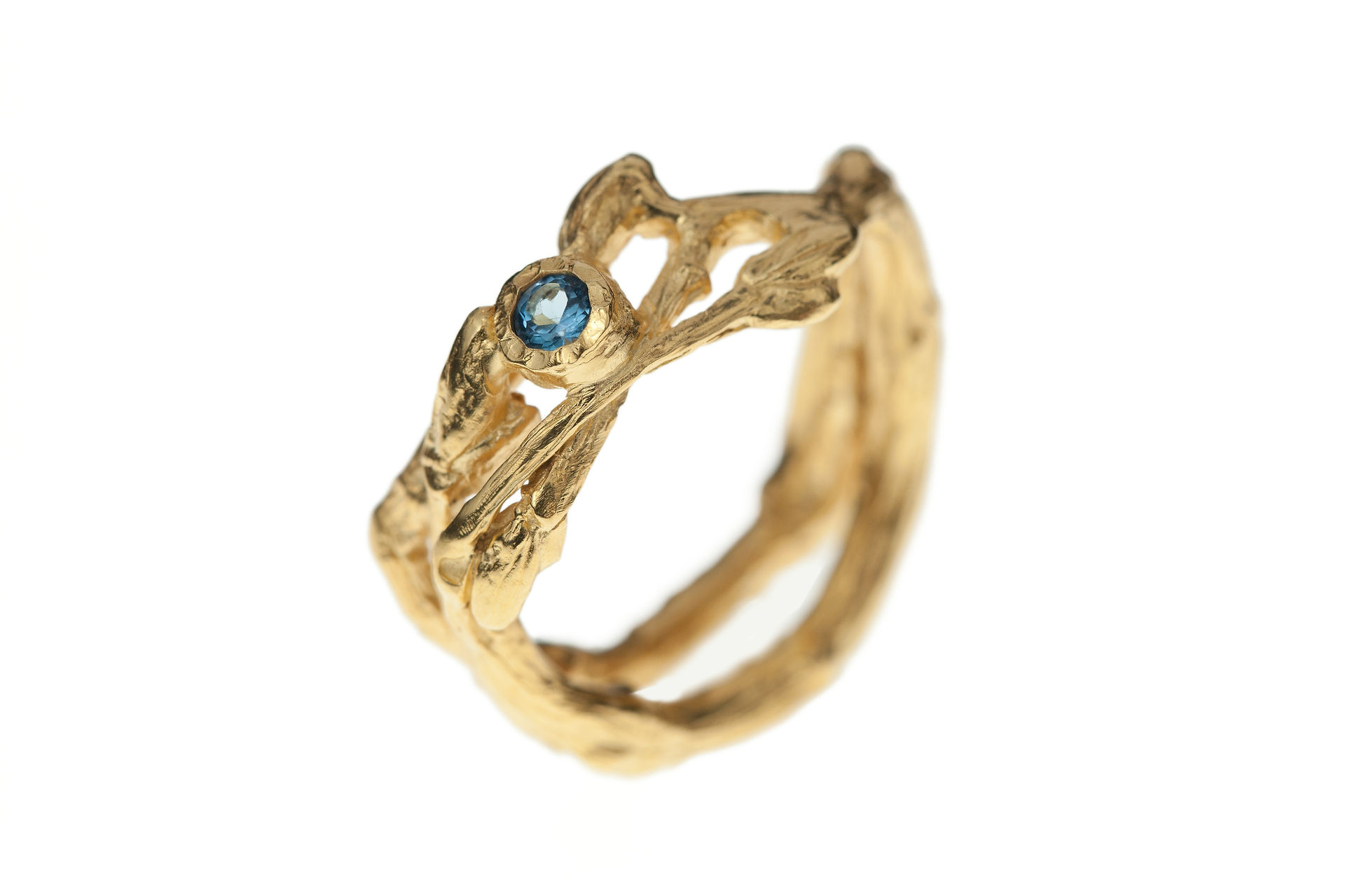 Blue Topaz Twig Ring