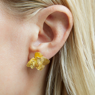 22k eucalyptus flower stud earrings by iseira