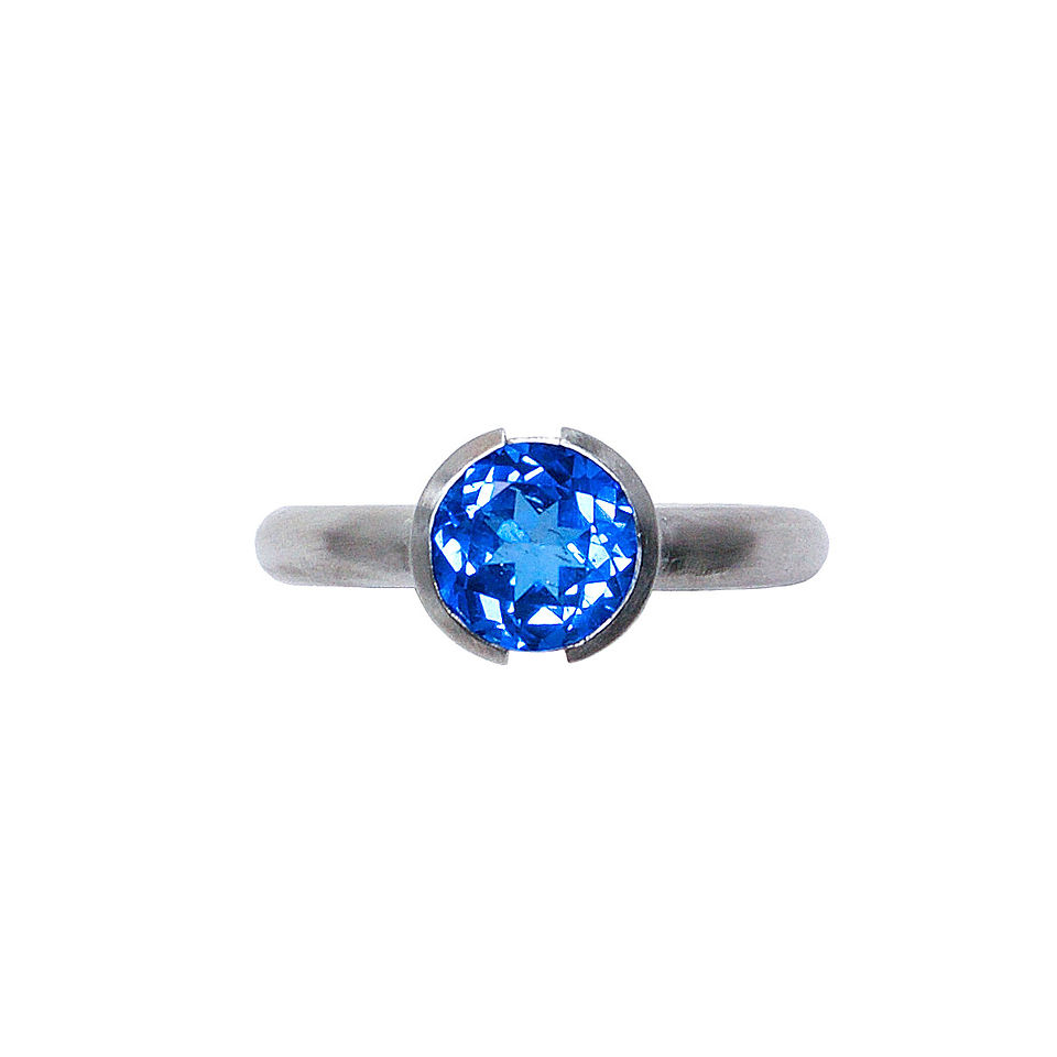 Blue Topaz Open Bezel Ring