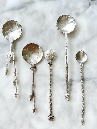 ruth edelson_cocktail spoons_sterling silver spoon_space 85_sapphire_handmade spoons_made 