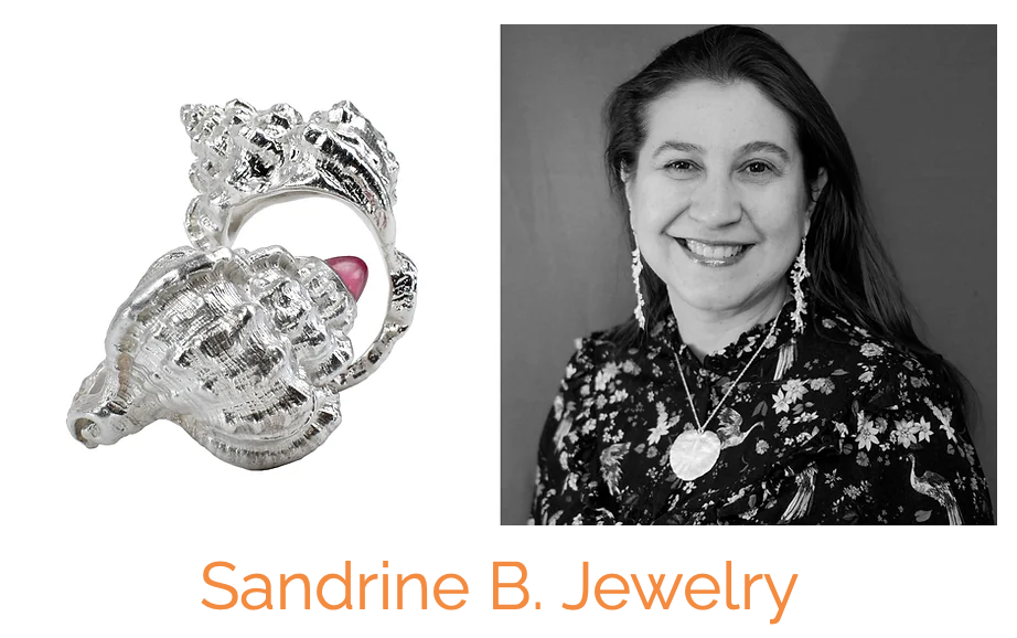 Seashell silver ring with profile pic of a lady