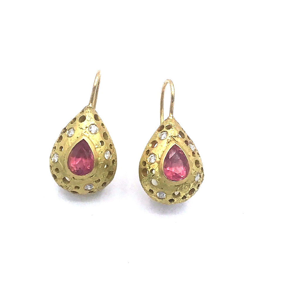 Pink tourmaline diamond earrings, Dori Friedberg