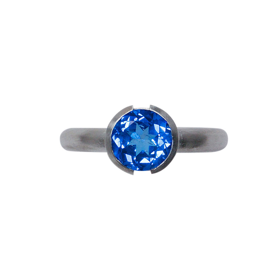 Thumbnail: Sandrine B. Jewelry Blue Topaz Open Bezel Ring