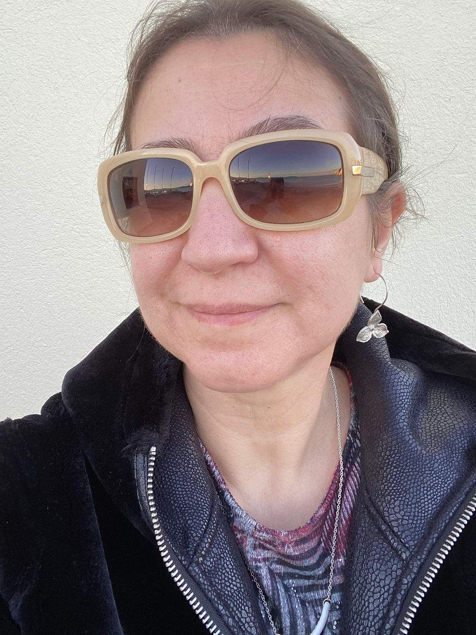 Thumbnail: Sandrine B. Jewelry Blue Sapphire Silver Petal Statement Earrings