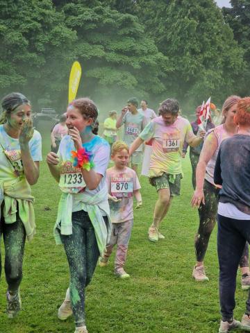 people covered in paint