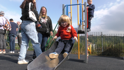 child on slide