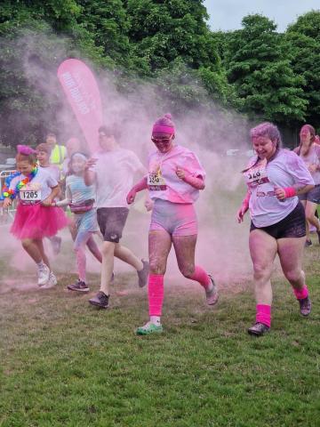 people covered in paint