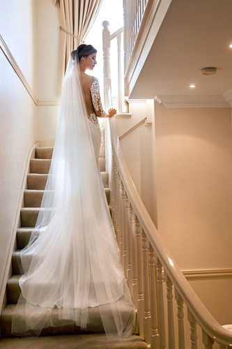 Scattered Pearl Drop Wedding veil | White Jasmine Bridal