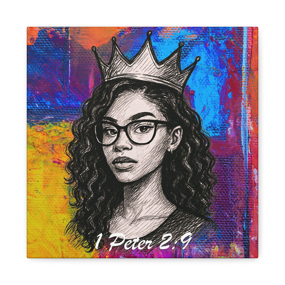 Thumbnail: Crowned Royalty - Purple and Yellow Canvas (Wavy Hair)