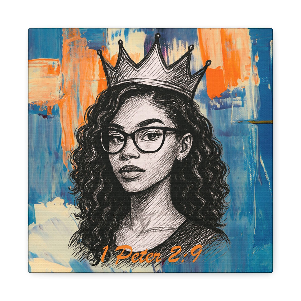 Thumbnail: Crowned Royalty - Orange and Blue Canvas (Wavy Hair)