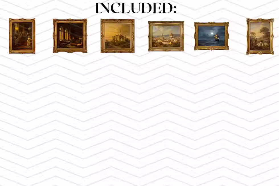Thumbnail: Framed Renaissance Painting Clipart Bundle, Vintage Oil Painting PNGs