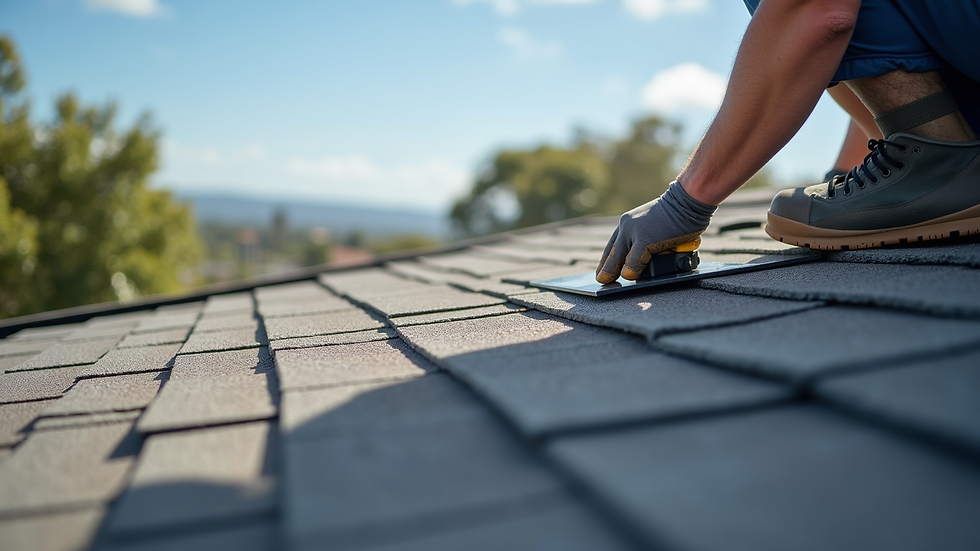 Close-up view of a maintenance worker inspecting a Gold Coast property roof