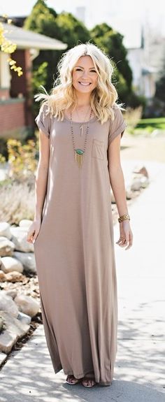 long tan maxi dress