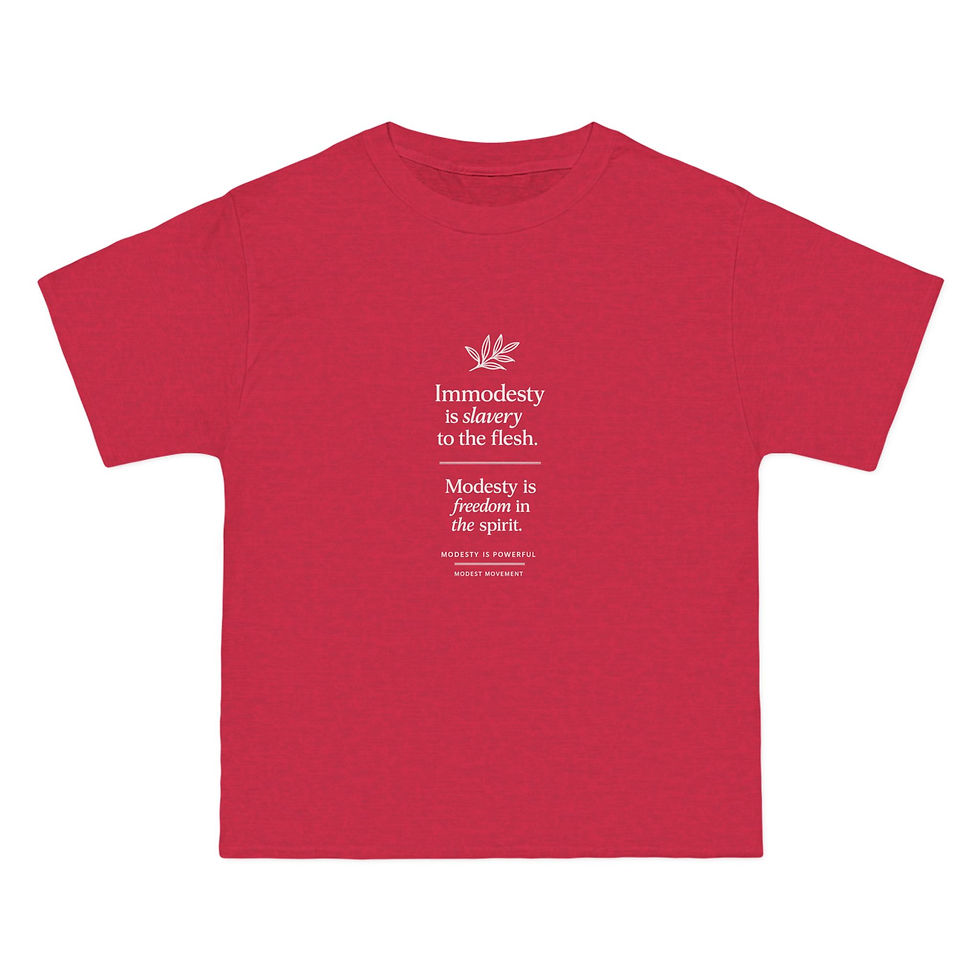Thumbnail: a red beefy tshirt for women with a christian quote