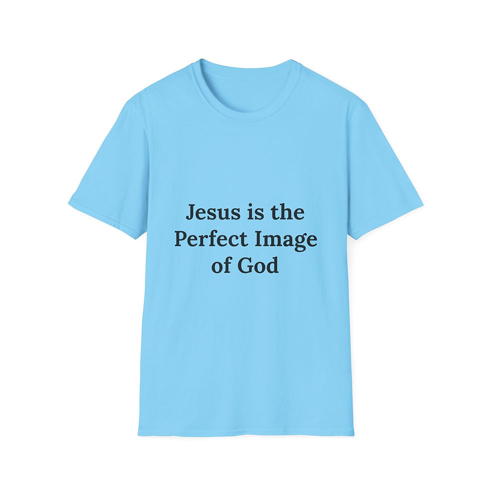 Thumbnail: Jesus is the perfect image of God blue men's tshirt with black text
