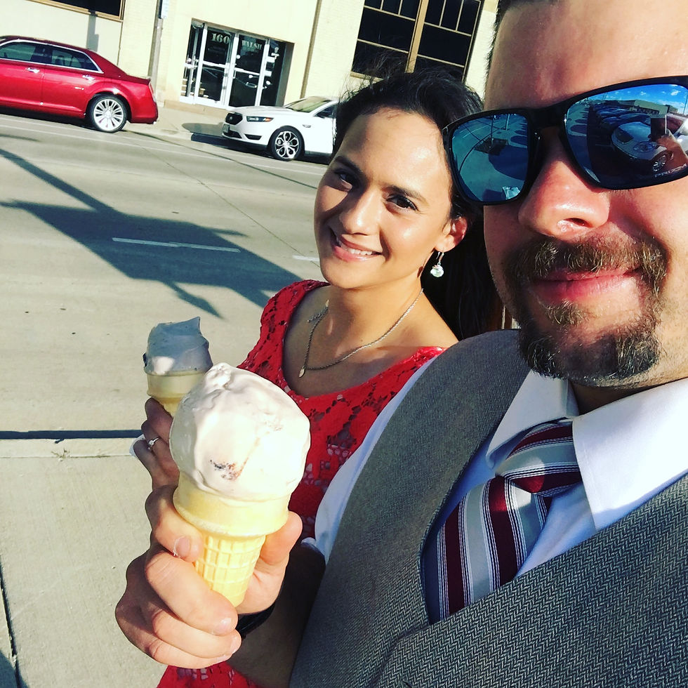 Enjoying some ice cream