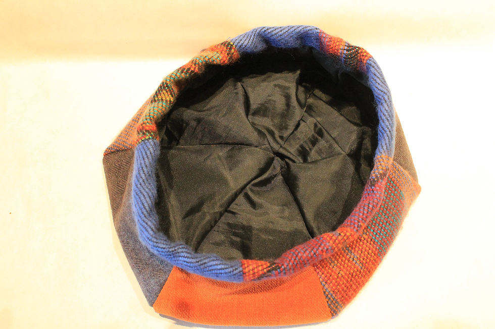Miniature : Béret gavroche orange, violine et jacquard.