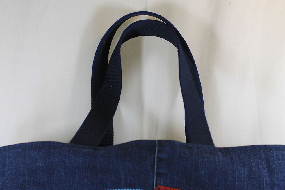 Miniature : Sac cabas, sac shopping en jean, décor maisons.