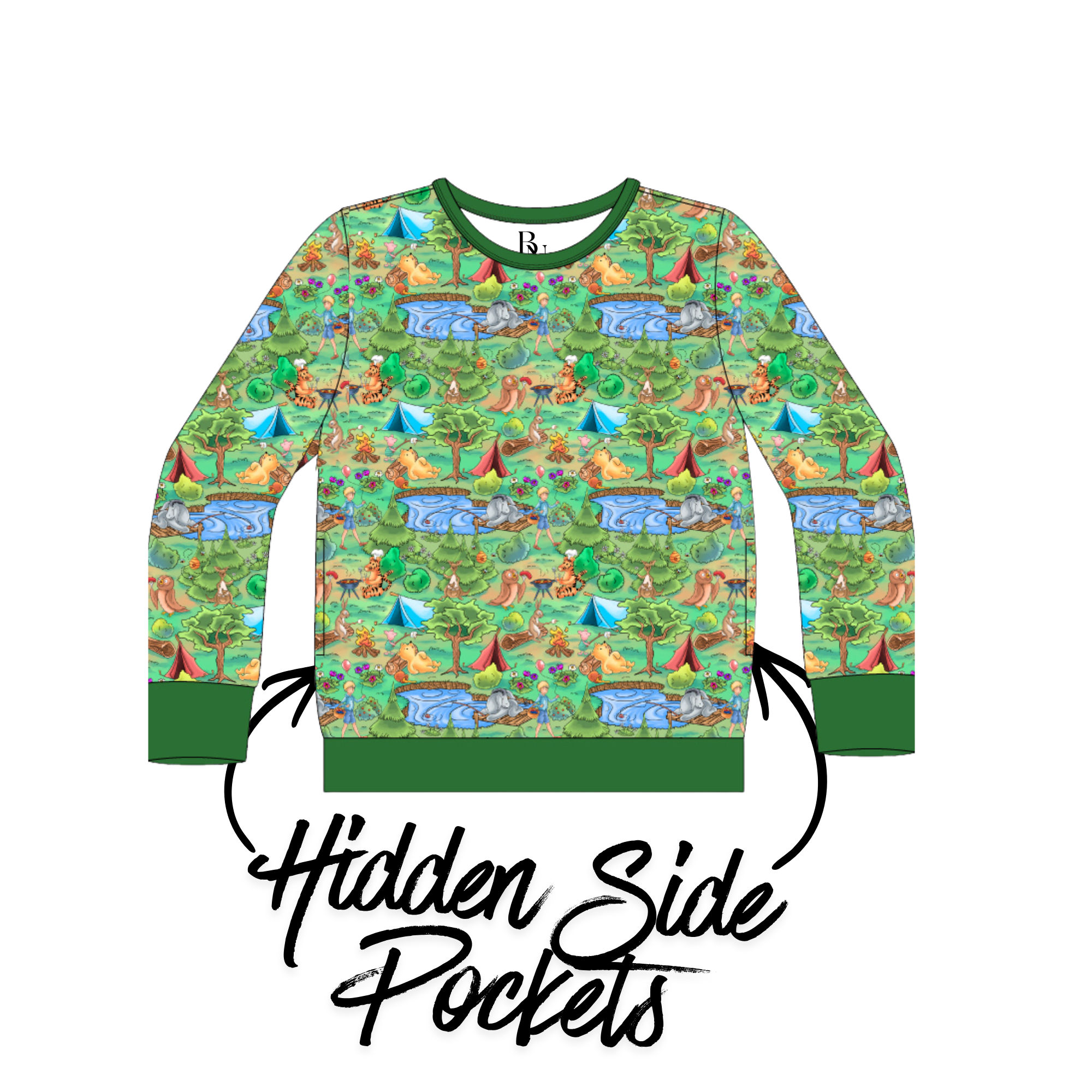  Camp Honey ADULT Printed Crewneck Sweatshirt With Pocket