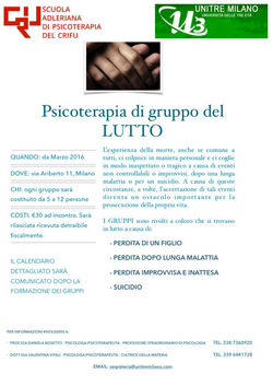 Psicoterapia di gruppo del LUTTO