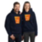 Couple Wearing "Orange Tripod" Unisex Hoodies