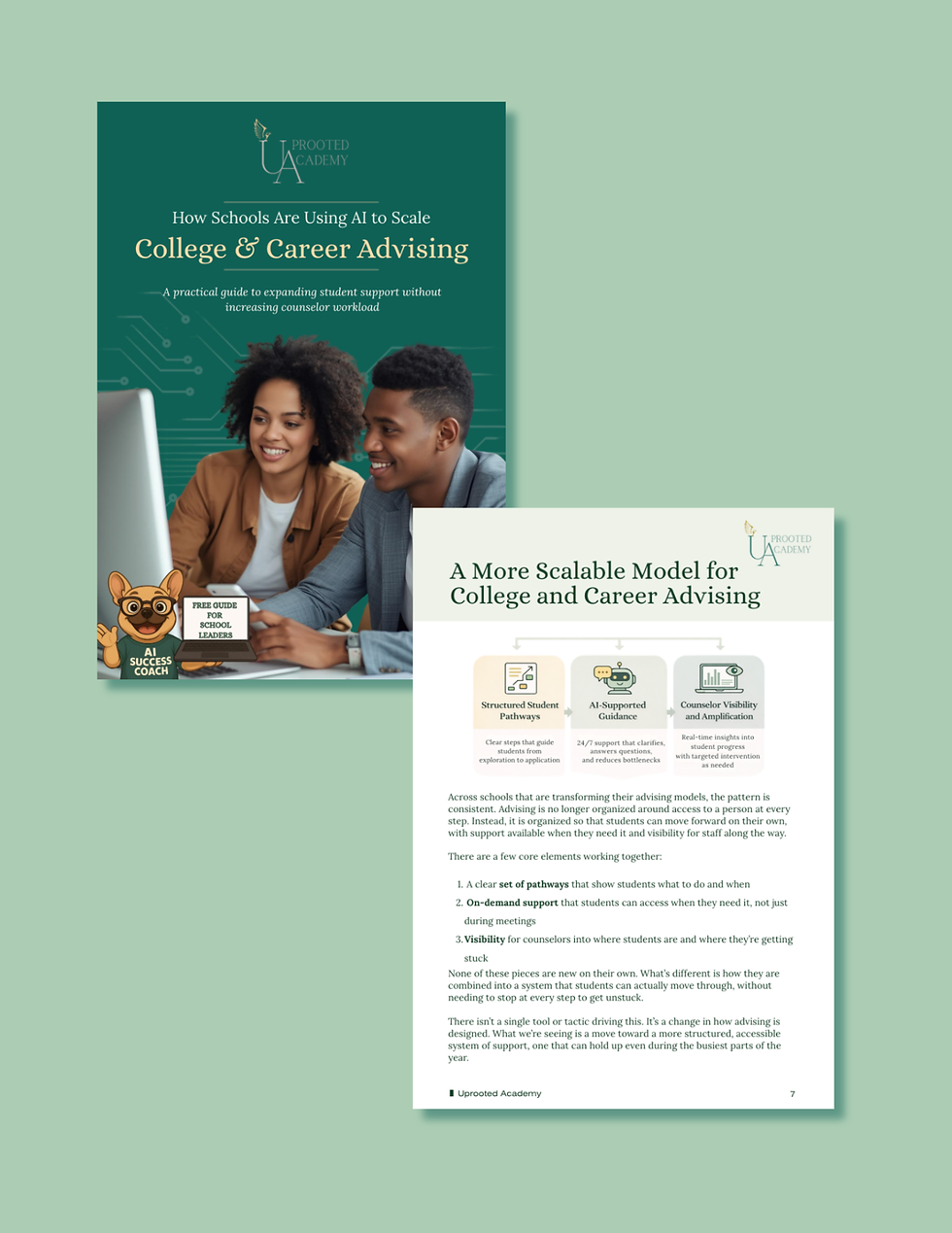 Preview of a guide on how schools are using AI advising tools to scale college and career support and reduce counselor workload
